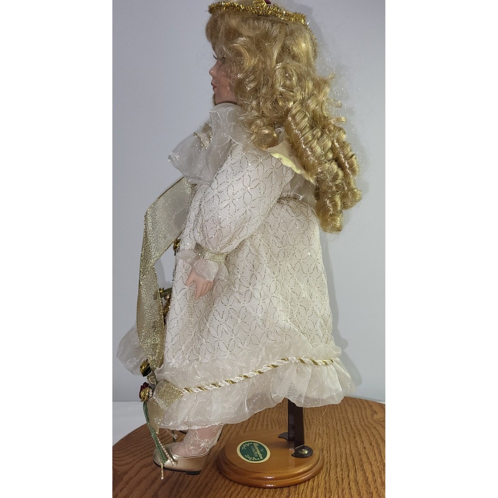 Bearington Collection Porcelain Angel Doll Cream Gold Lace 18 Inch Holiday Decor - Picture 5 of 9